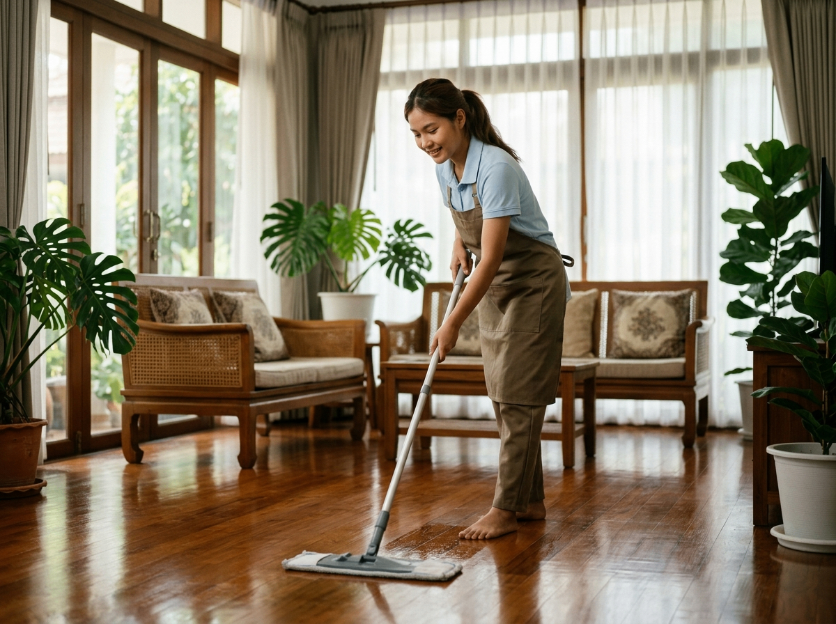 Home cleaning service in progress / งานบริการทำความสะอาดบ้าน
